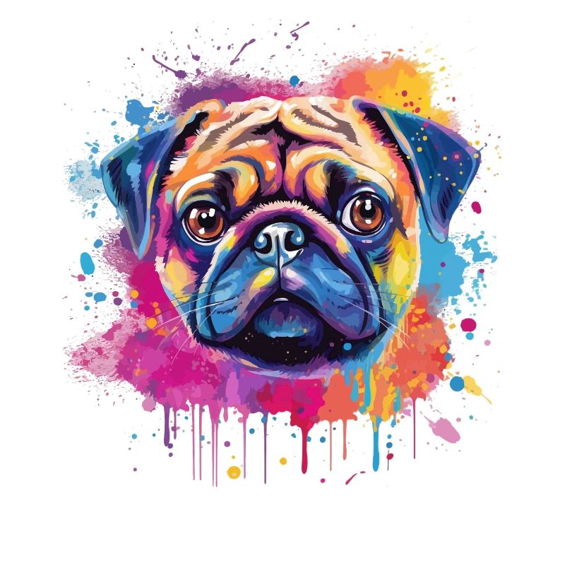 Lebendiges Mops-Splash-Porträt