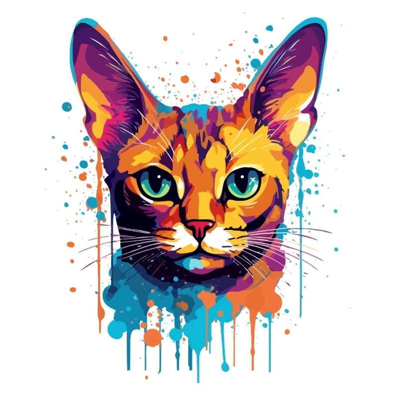 Bunte Splash-Kunst Abessinianisches Katzengesicht