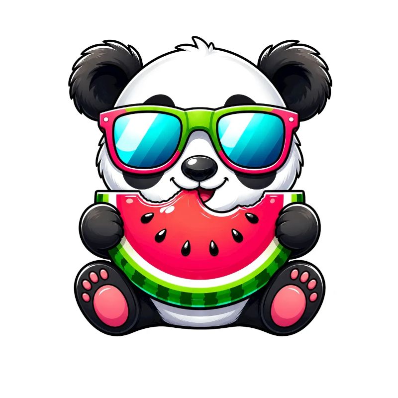 Panda mignon avec motif de dessin animé pastèque