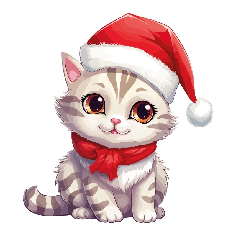 Chat Noël Chat De Noël Mignon Joyeux Catmas