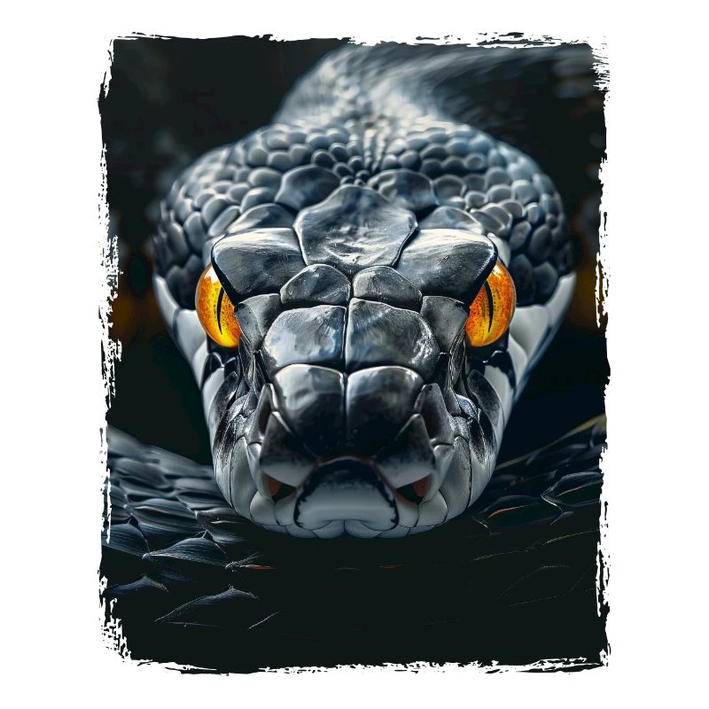 Occhi gialli Serpente nero Pitone Cobra Rettile Vipera