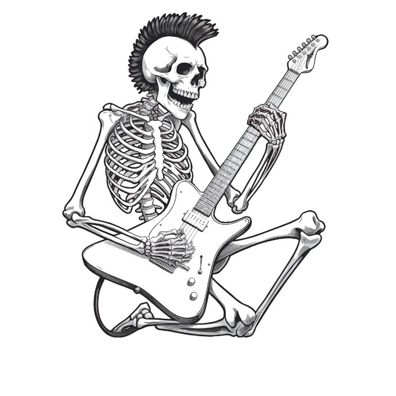 Cool Skeleton Guitar Player Guitarist Musician
