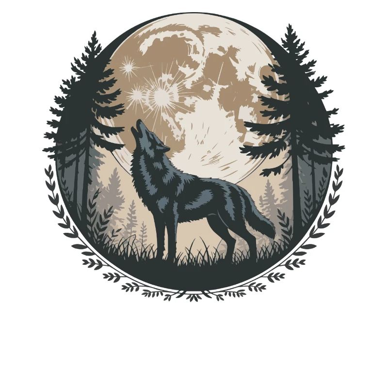Howling Wolf Full Moon Forest Silhouette Trees