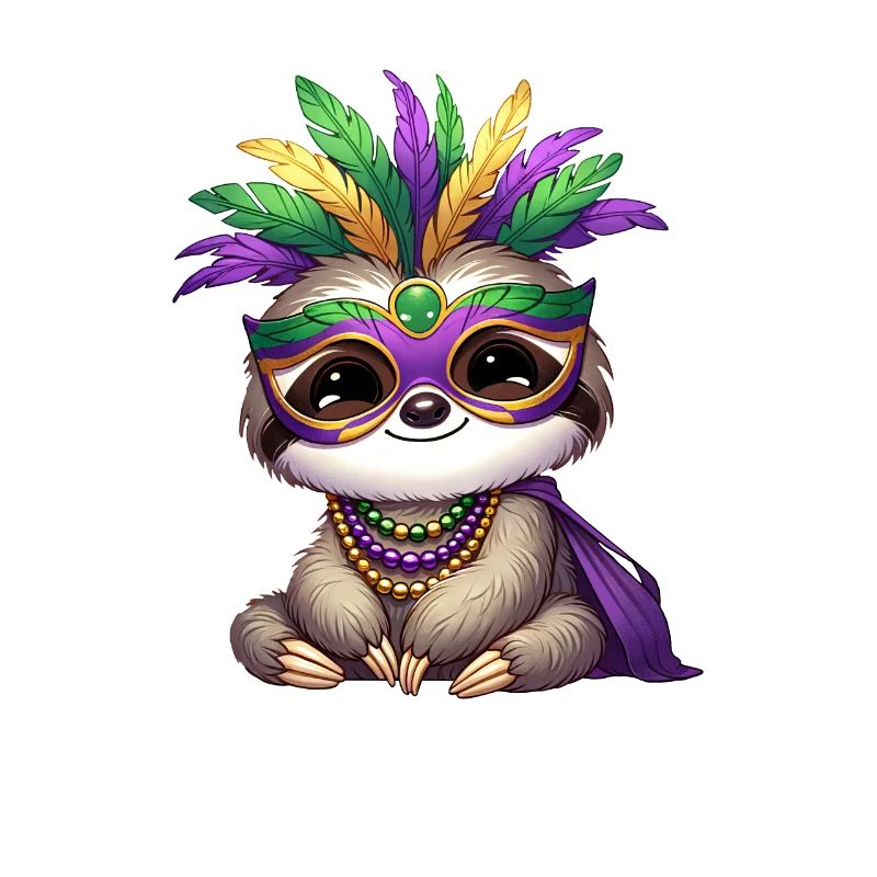 Mardi Gras Sloth Comic Design