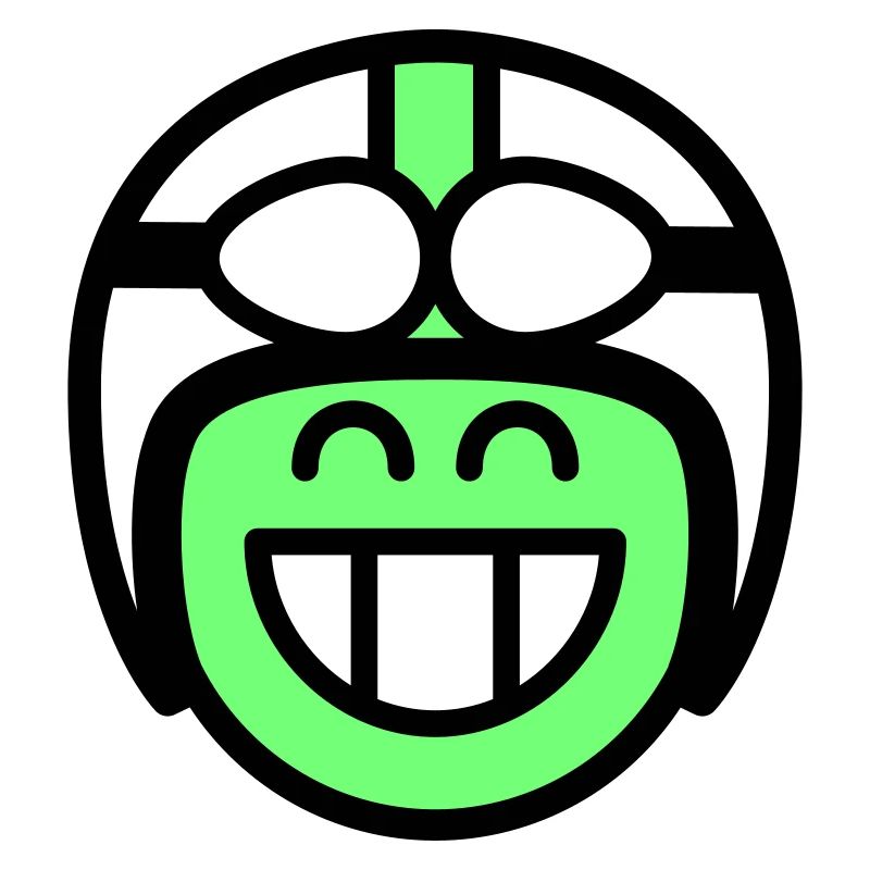 Émoticône Sourire avec casque de mobylette (les couleurs peuvent être changées)