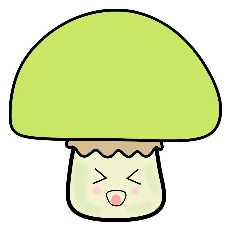 Champignon vert mignon avec visage