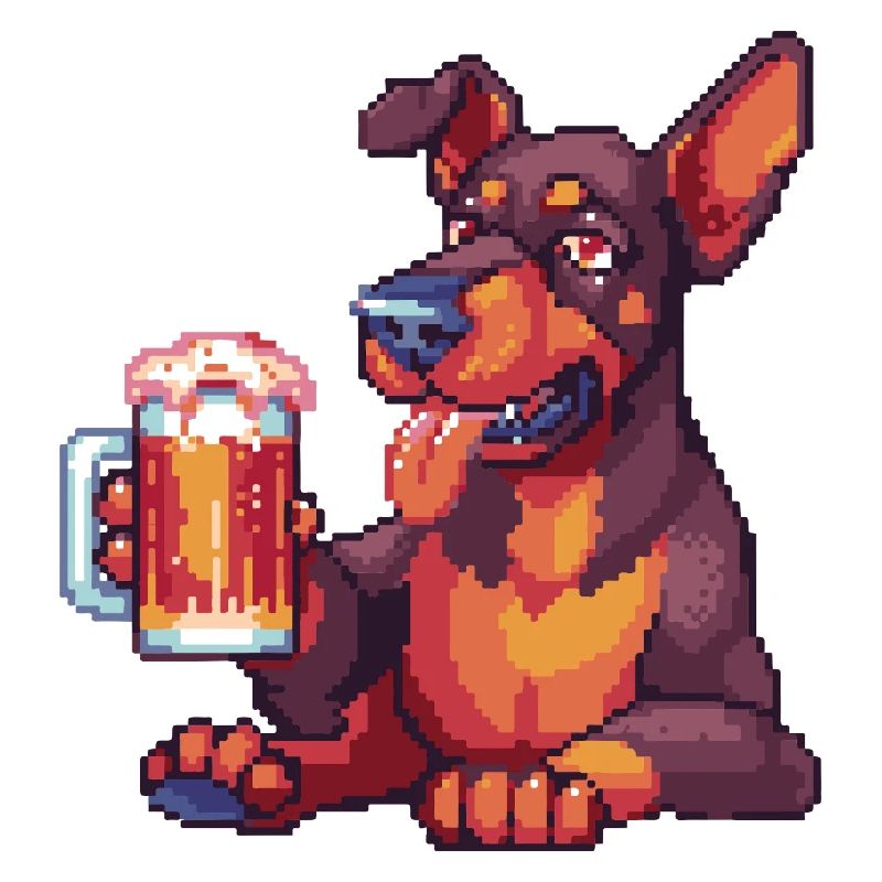 Dobermann Hund Pixel Bier