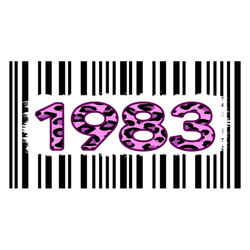 1983 Birthday Anniversary Barcode Pink Leopard