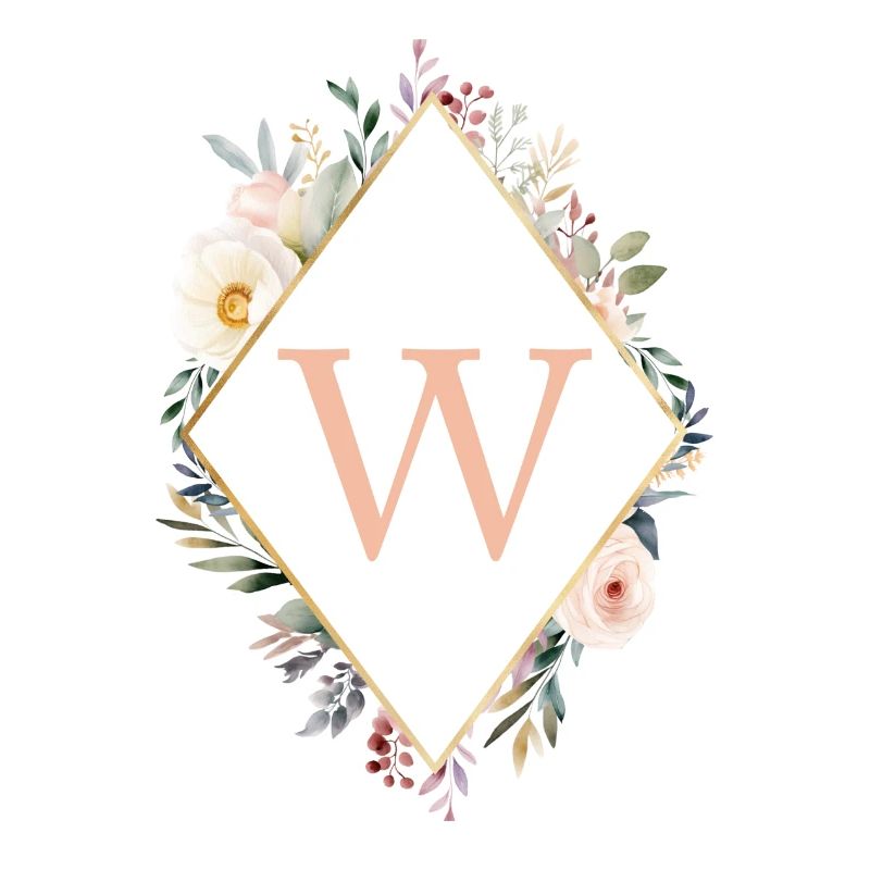 W monogramme, Floral, Boho