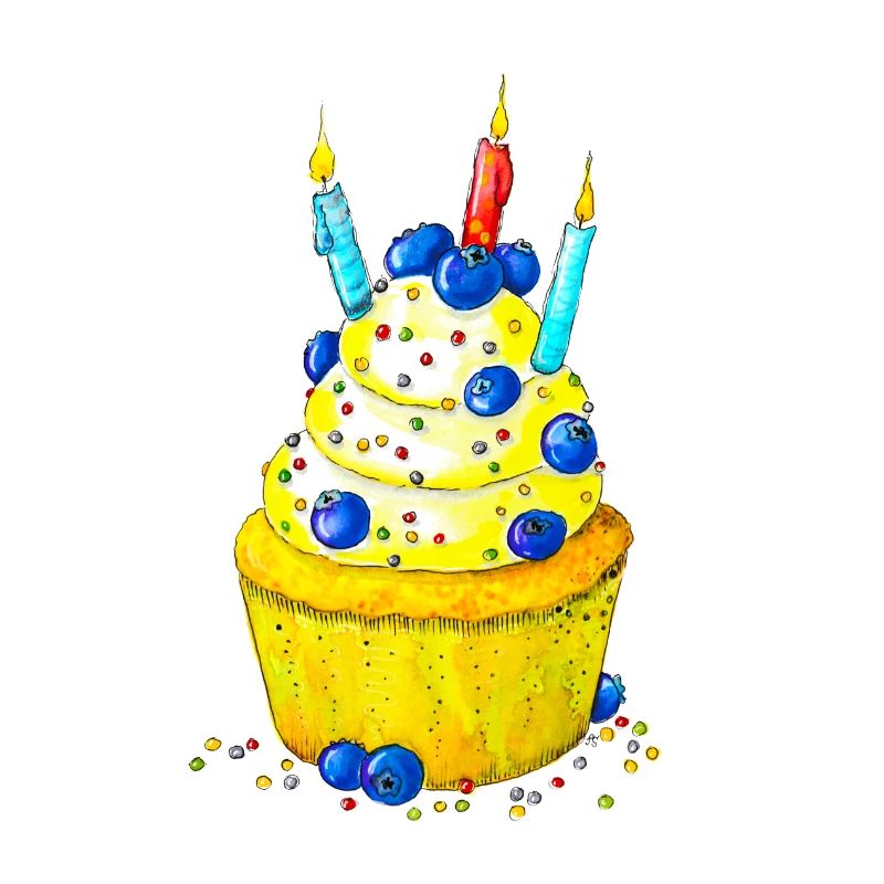 Mirtilli muffin di compleanno