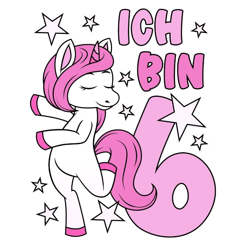 6. Geburtstag Mädchen süßes rosa Einhorn Ich bin 6