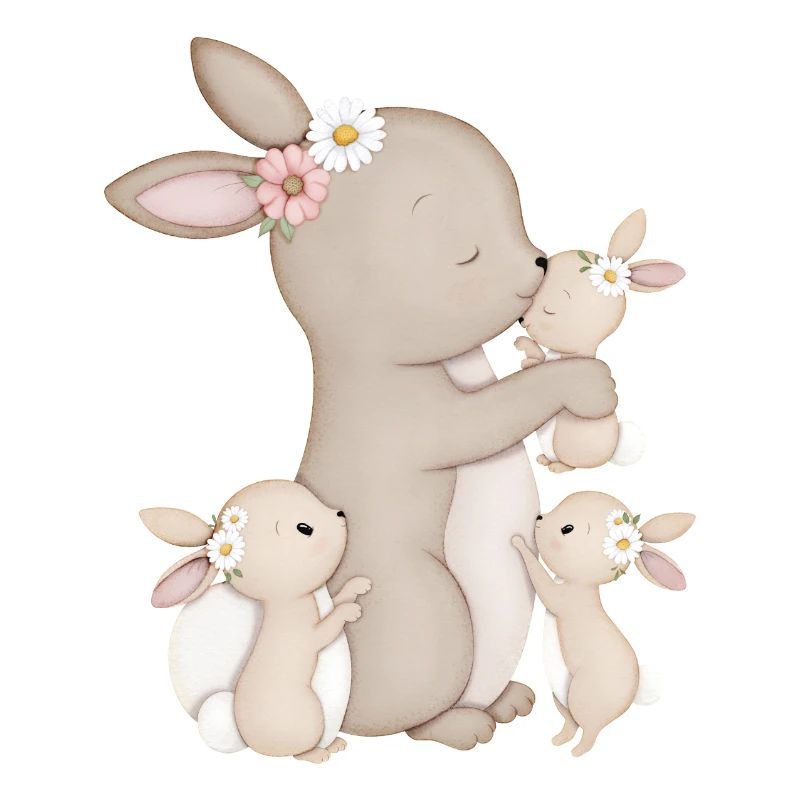lapins mignons avec des fleurs