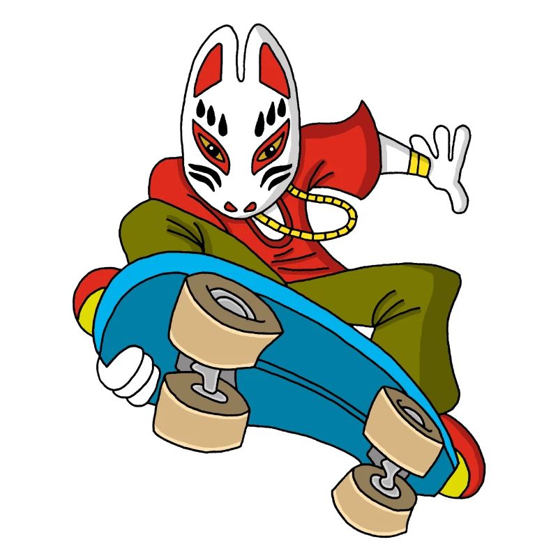 Fox kitsune skateboarding