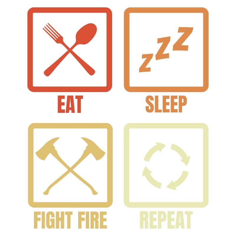 Essen Schlafen Feuer bekämpfen