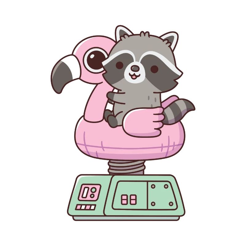 Cute Raccoon On Flamingo Pool Float Ride Machine