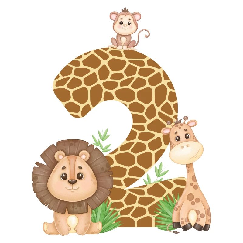 2. Geburtstag Dschungeltiere Giraffe Löwe Affe