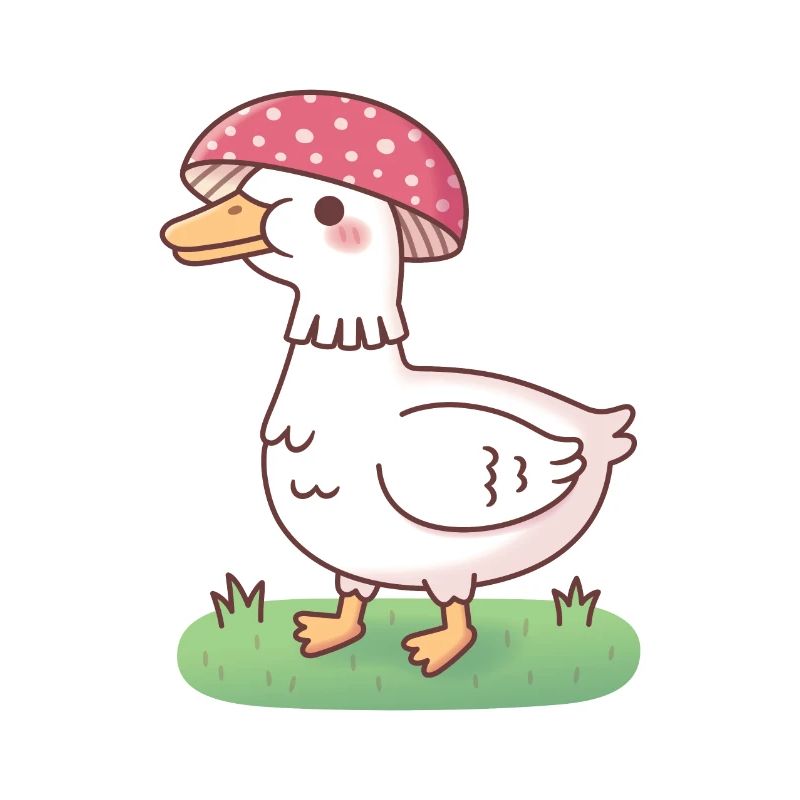 Cute Toadstool Mushroom Duck