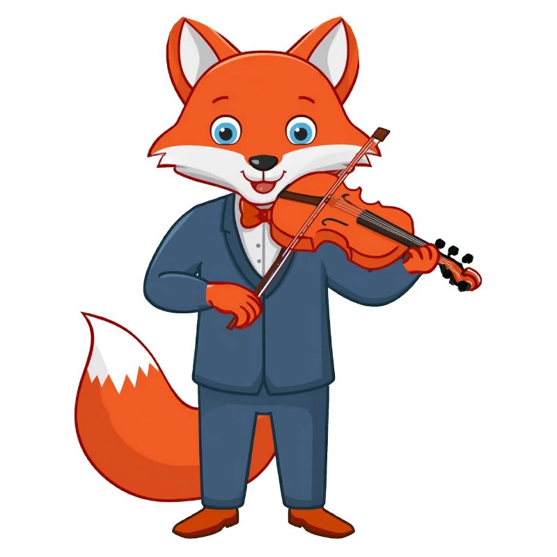 A fox playing the violin