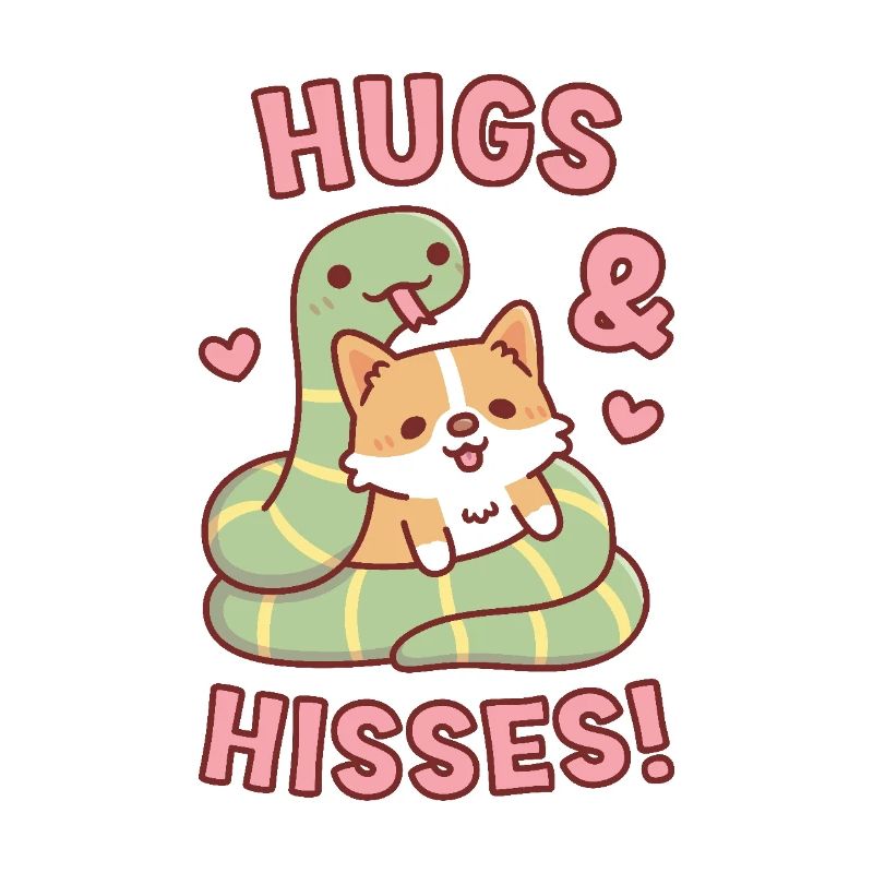 Serpent mignon avec corgi câlins et sifflements drôles