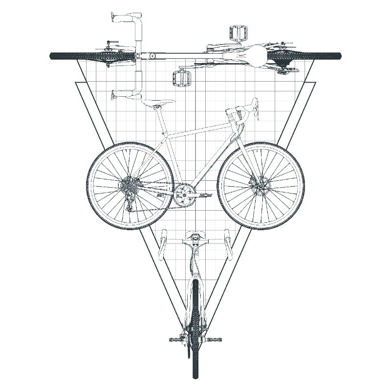 Geometric Bicycle Inside Triangle Emblem