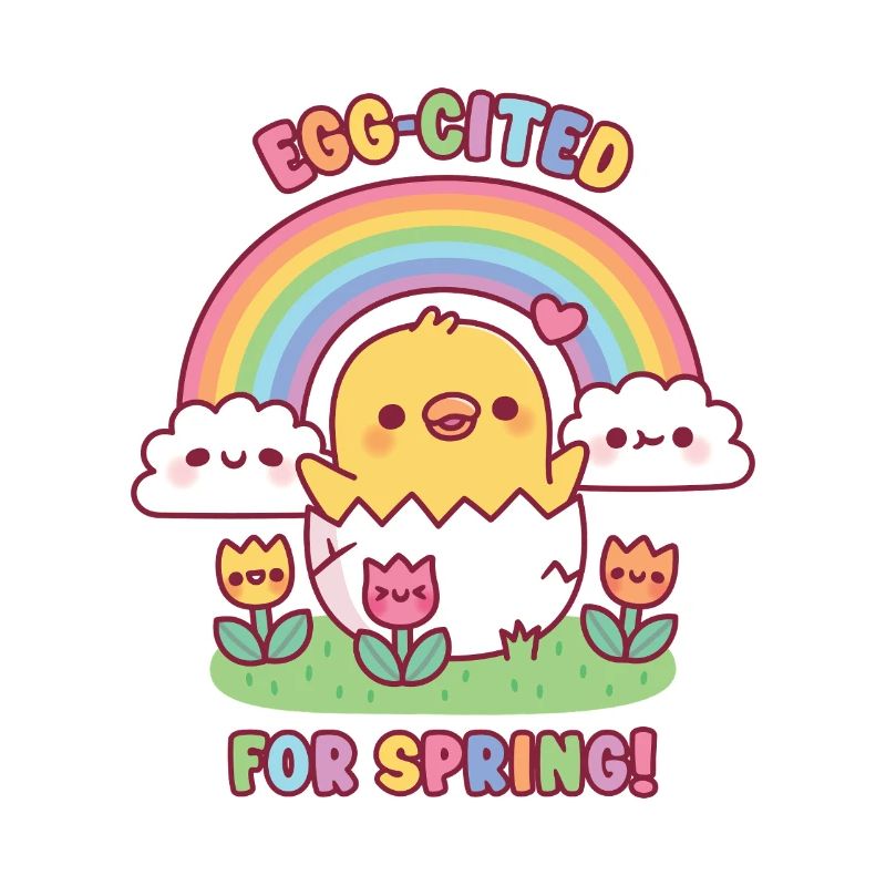 Cute Chick Tulips And Rainbow Egg-cited For Spring