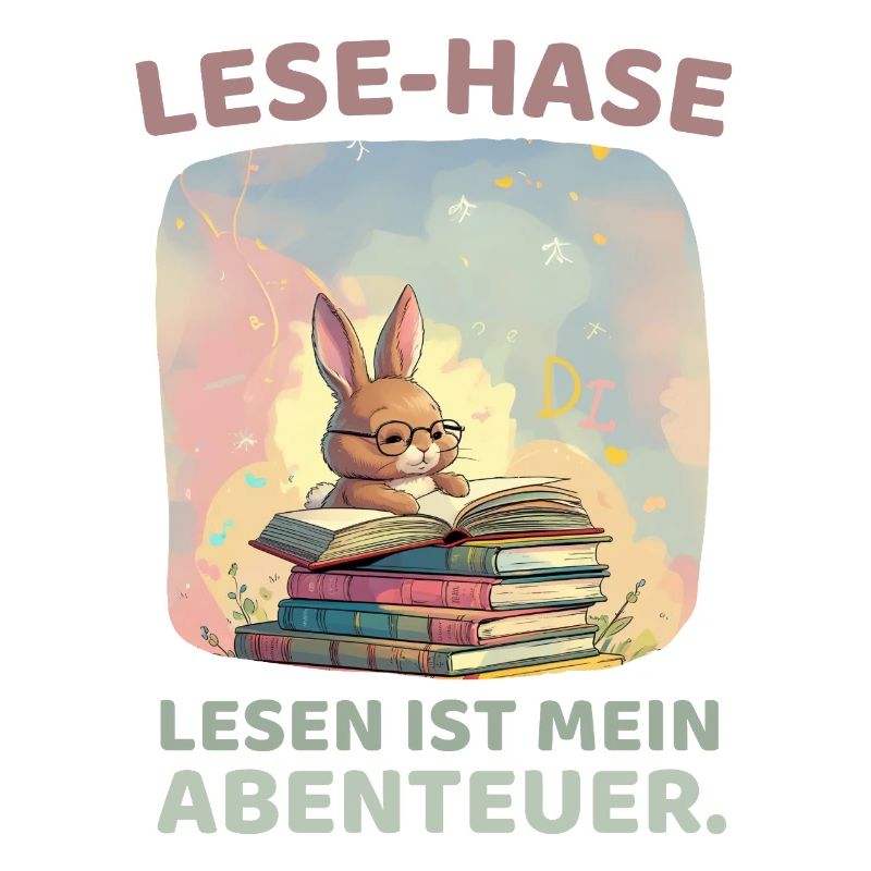 Hase beim Lesen mit Abenteuerstil