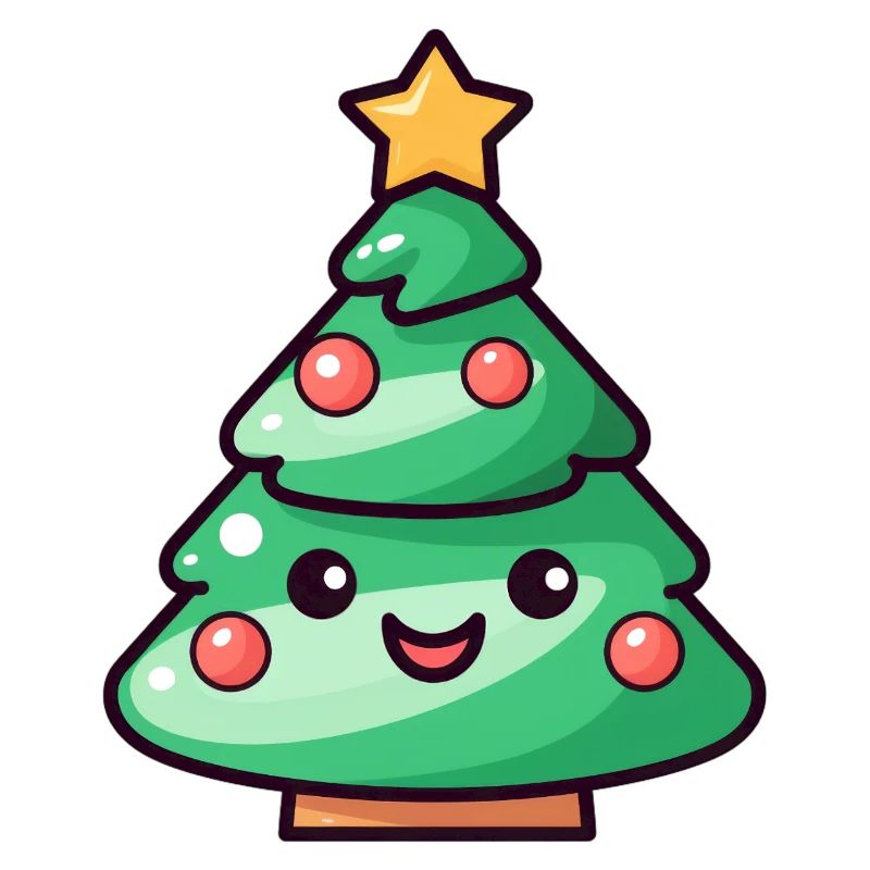 Conception de dessin animé d’arbre de Noël kawaii