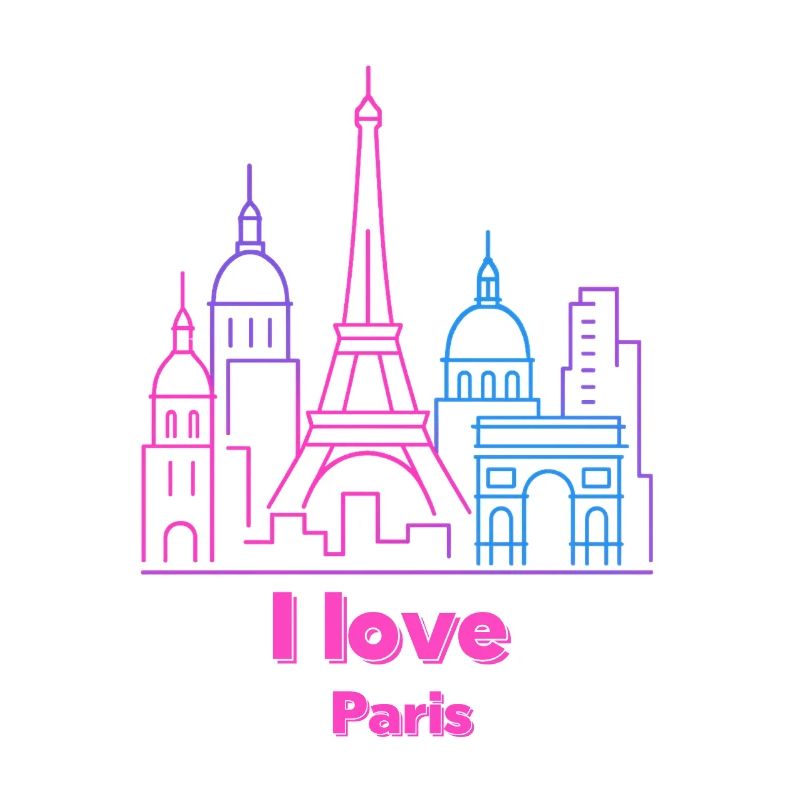 Paris Neon Skyline Silhouette Capitale