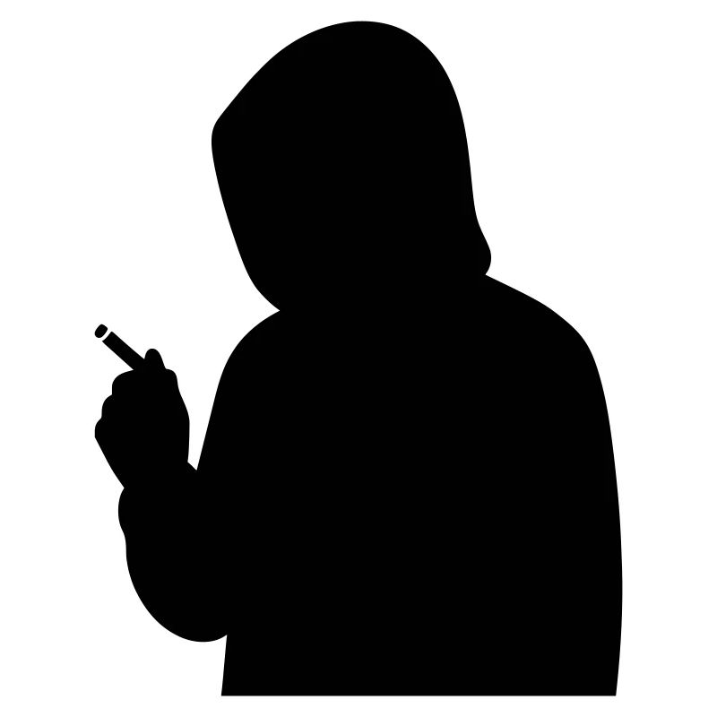 Silhouette avec sweat à capuche et cigarette