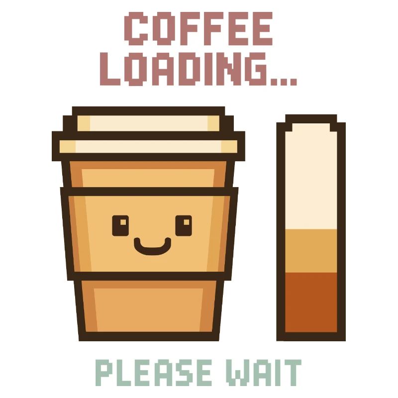 Coffee Loading Pixel Art - Morgenstart mit Charme