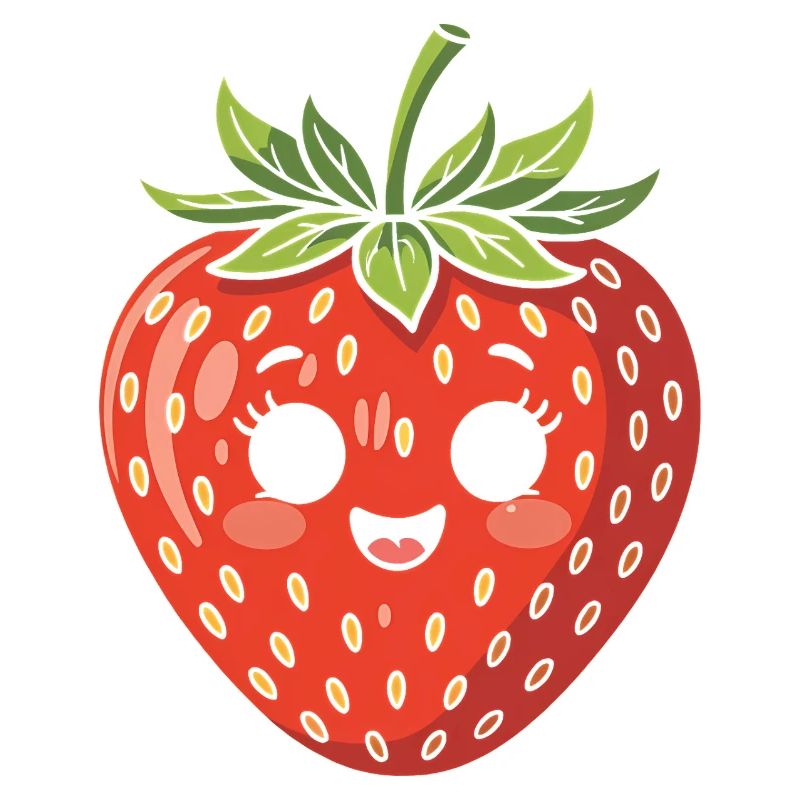 Fraise avec visage Fruit Drôle Mignon Mignon