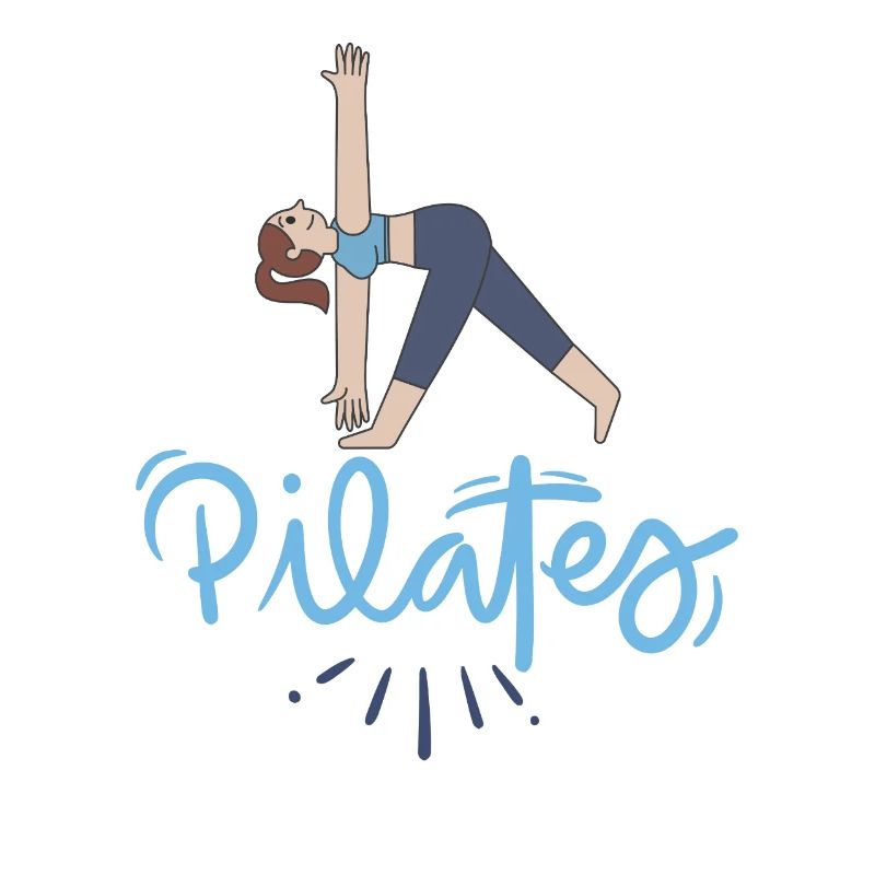 Pilates Pose et Lettrage Bleu