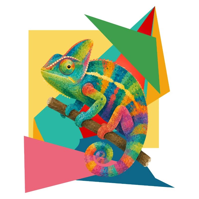 Colorful Chameleon Geometry Art