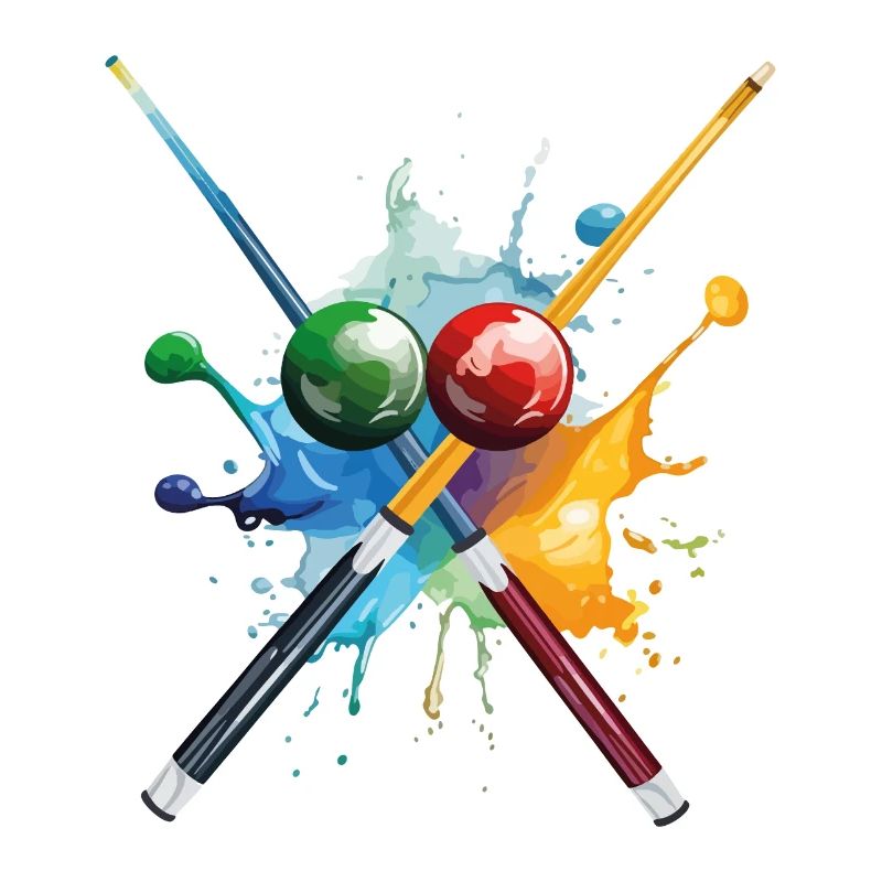 Billard Pool Snooker Queue Kugeln Splash Bunt