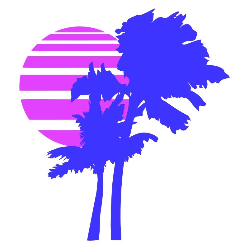 2 Palm Trees Island Tree Stripes Sun Sunset