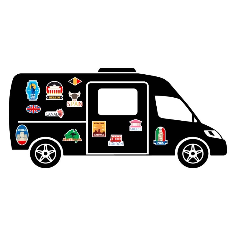 Van mit Aufklebern