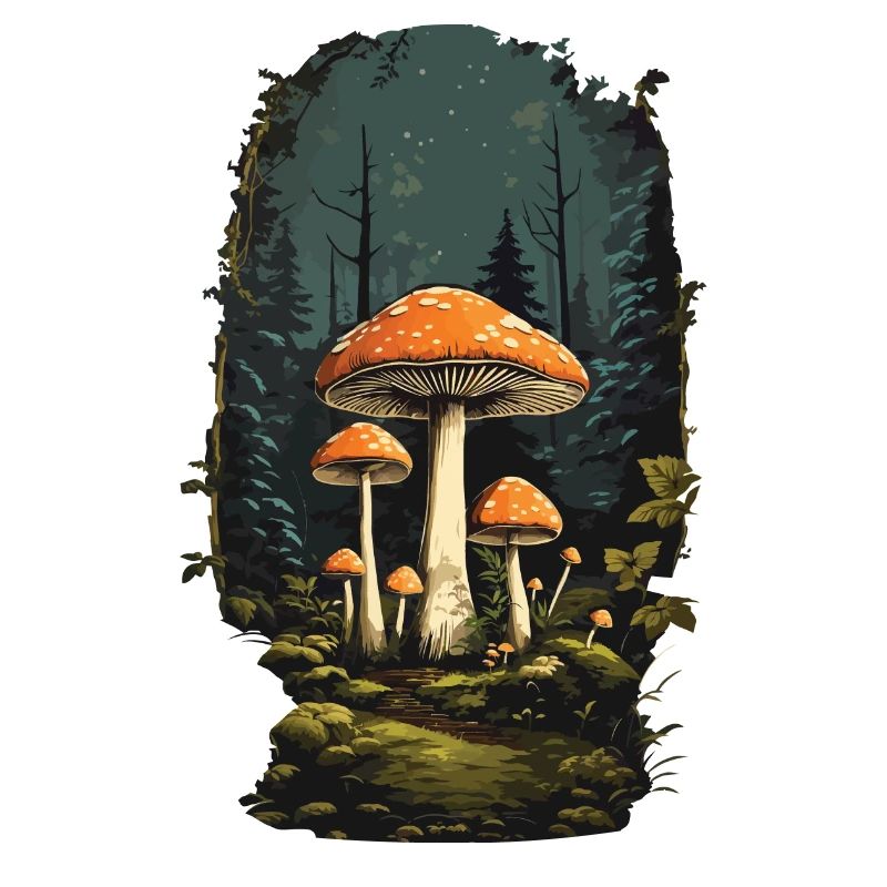 Vintage mushroom miracle toadstool in retro style