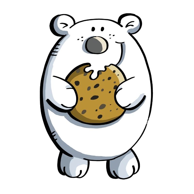 Sweet polar bear with huge biscuit