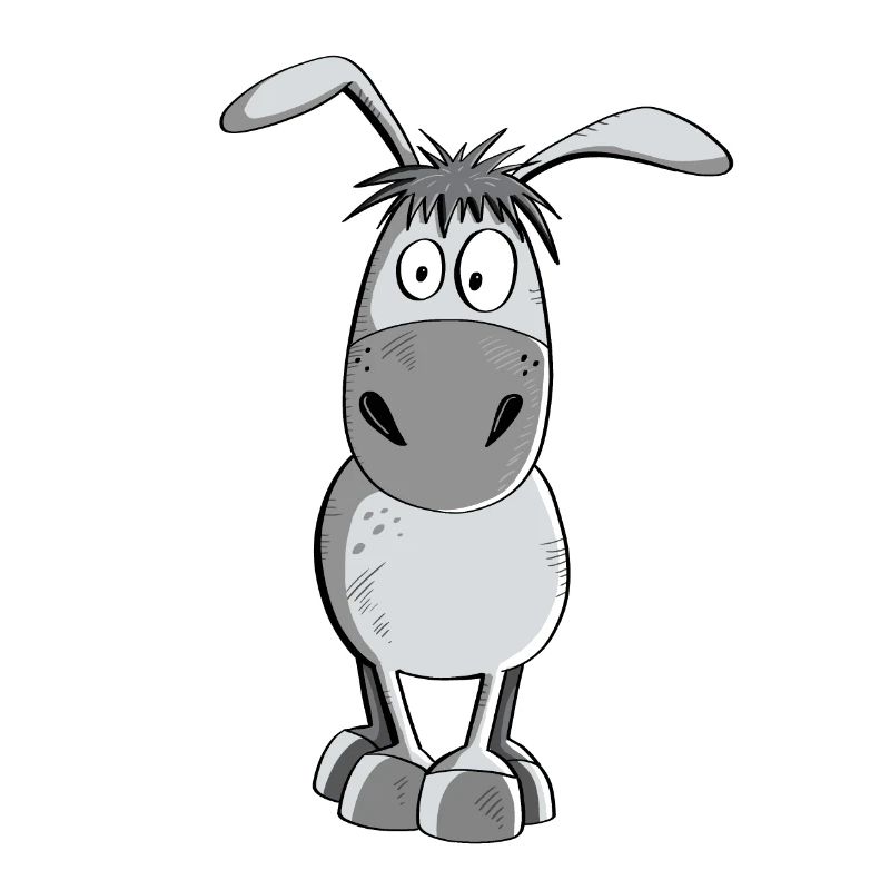 Funny Gray Donkey - Animals - Comic
