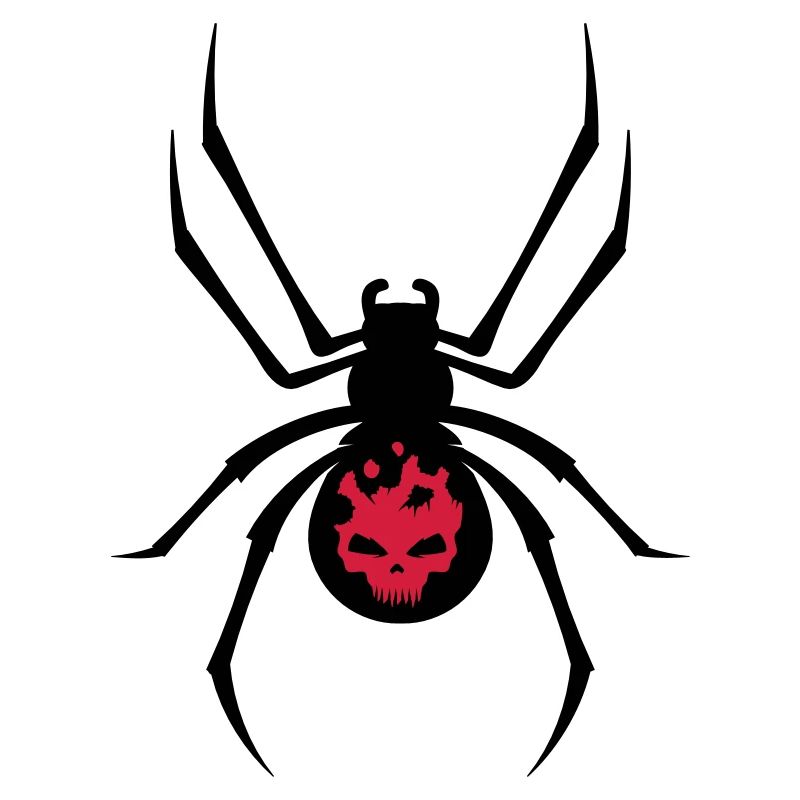 Schwarze Spinne mit Skull Muster