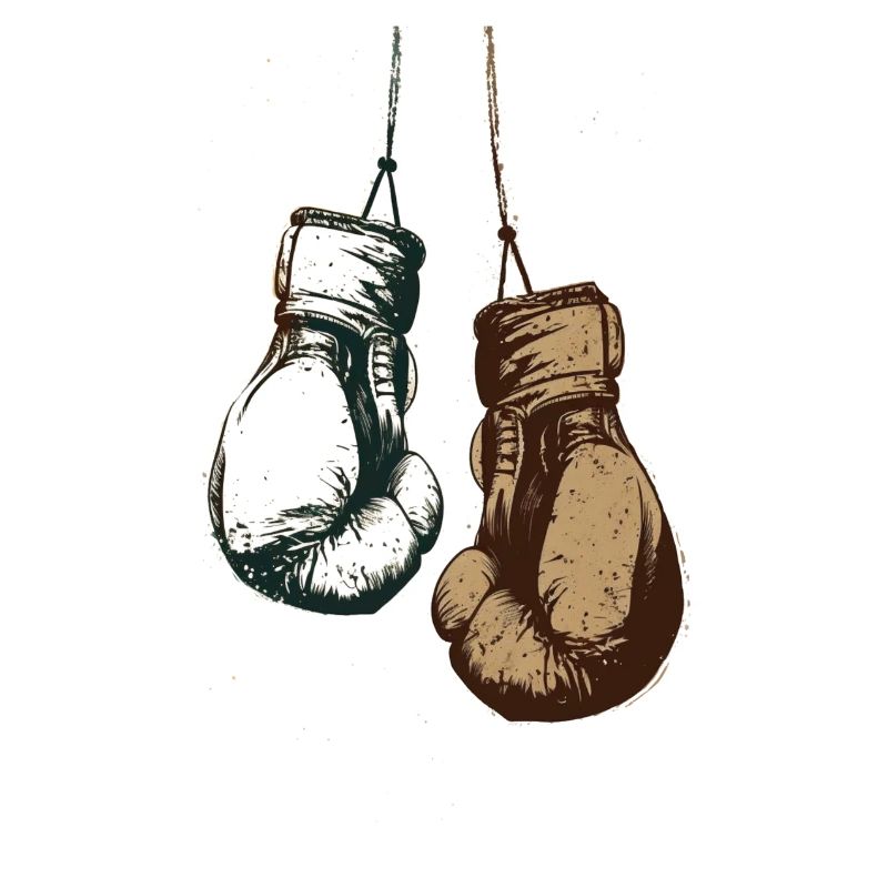Boxhandschuhe hängend an den Schnüren Design