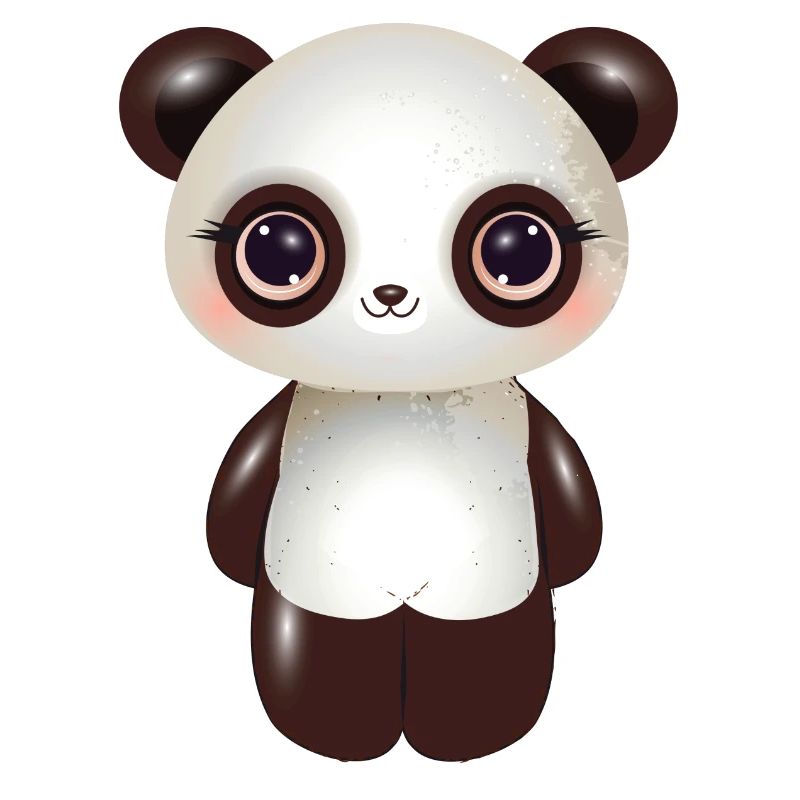 cute panda with pink cheeks in comic style