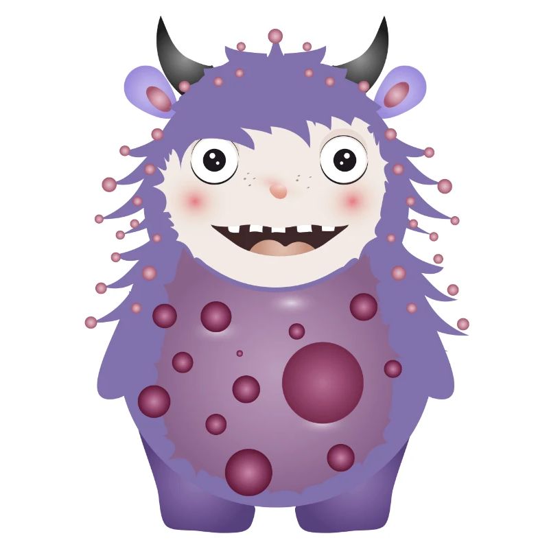 Monstre violet mignon avec des cornes