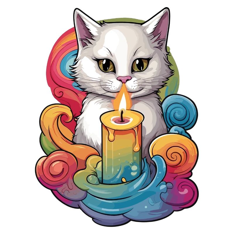 Chat avec bougie