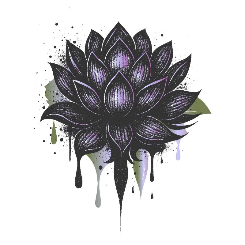 Dunkle Lotusblüte mit Farbverlauf & Tropfeffekt