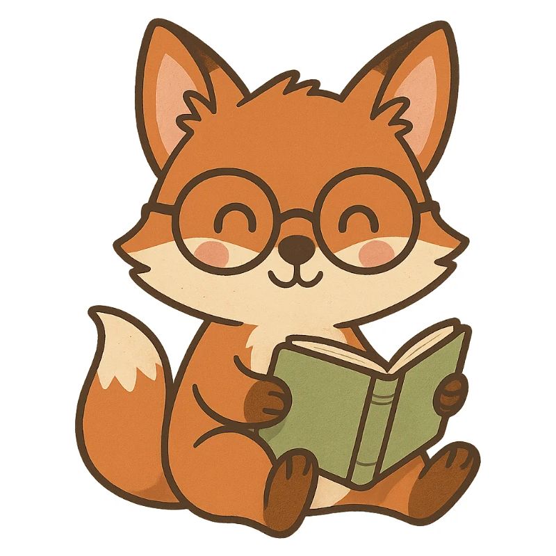 Cute fox book reader illustration