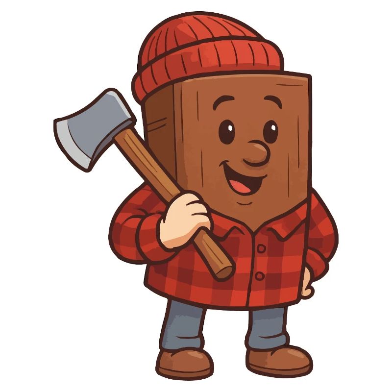 Bloc de bois avec hache Design joyeux