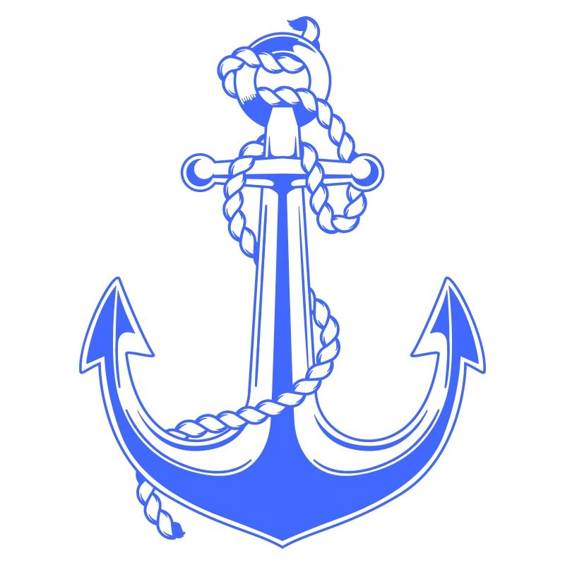Blue anchor with rope illustration