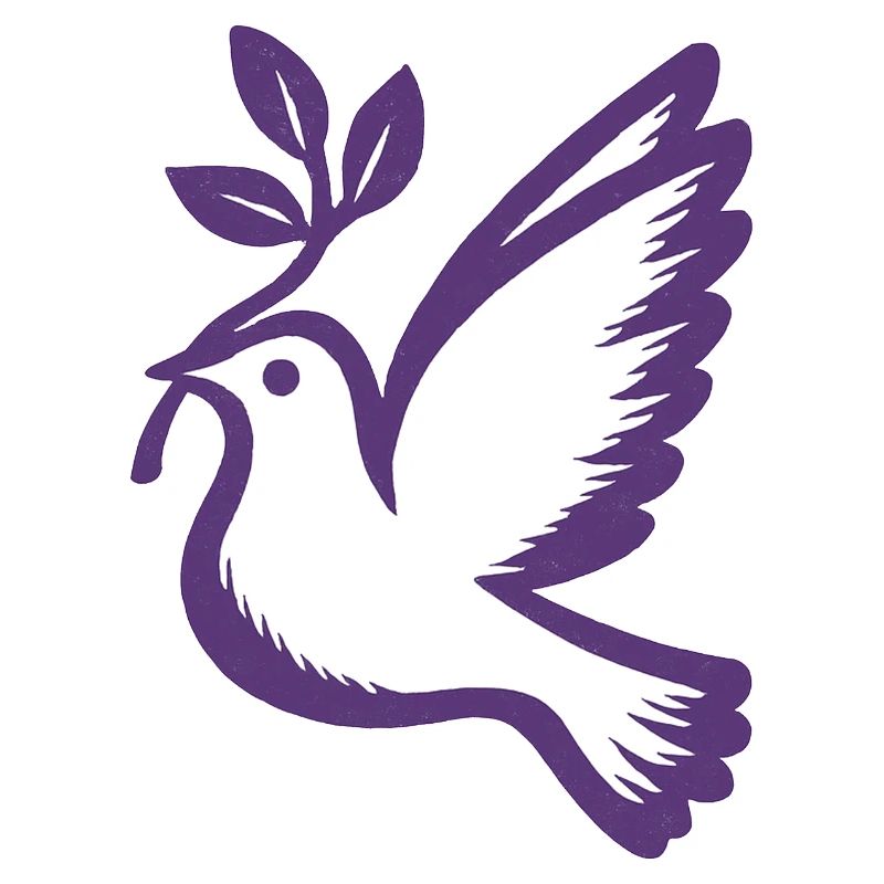 Colombe violette emblème branche d’olivier