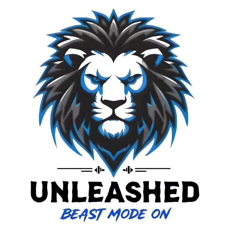 Blue Neon Lion Crest Unleashed